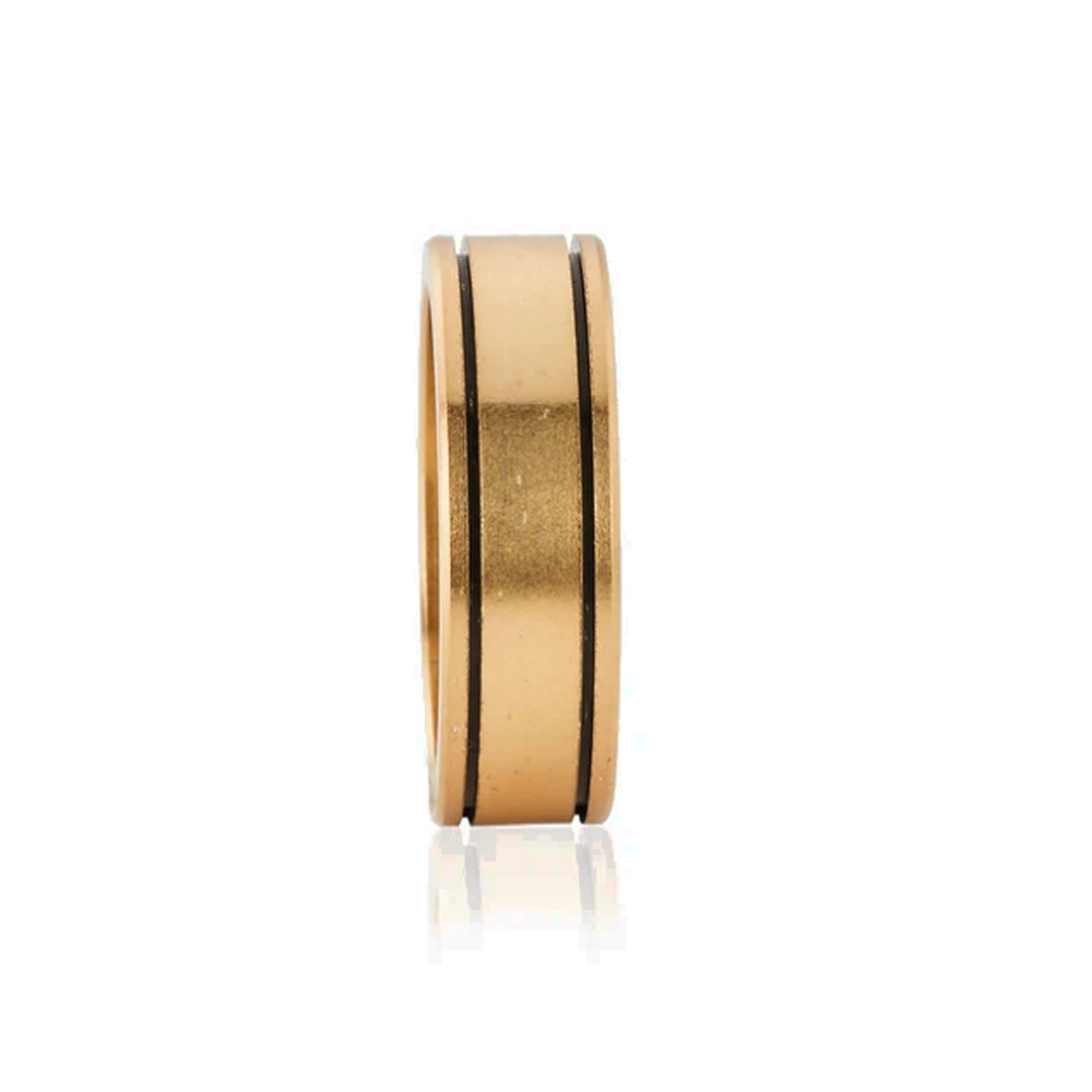 Bague anneau classique homme dorée en acier inoxydable 316L
