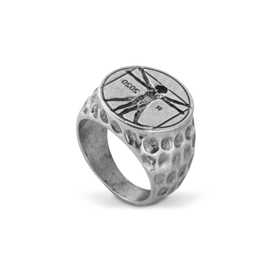 Bague Vitruve homme argentée en acier inoxydable 316L