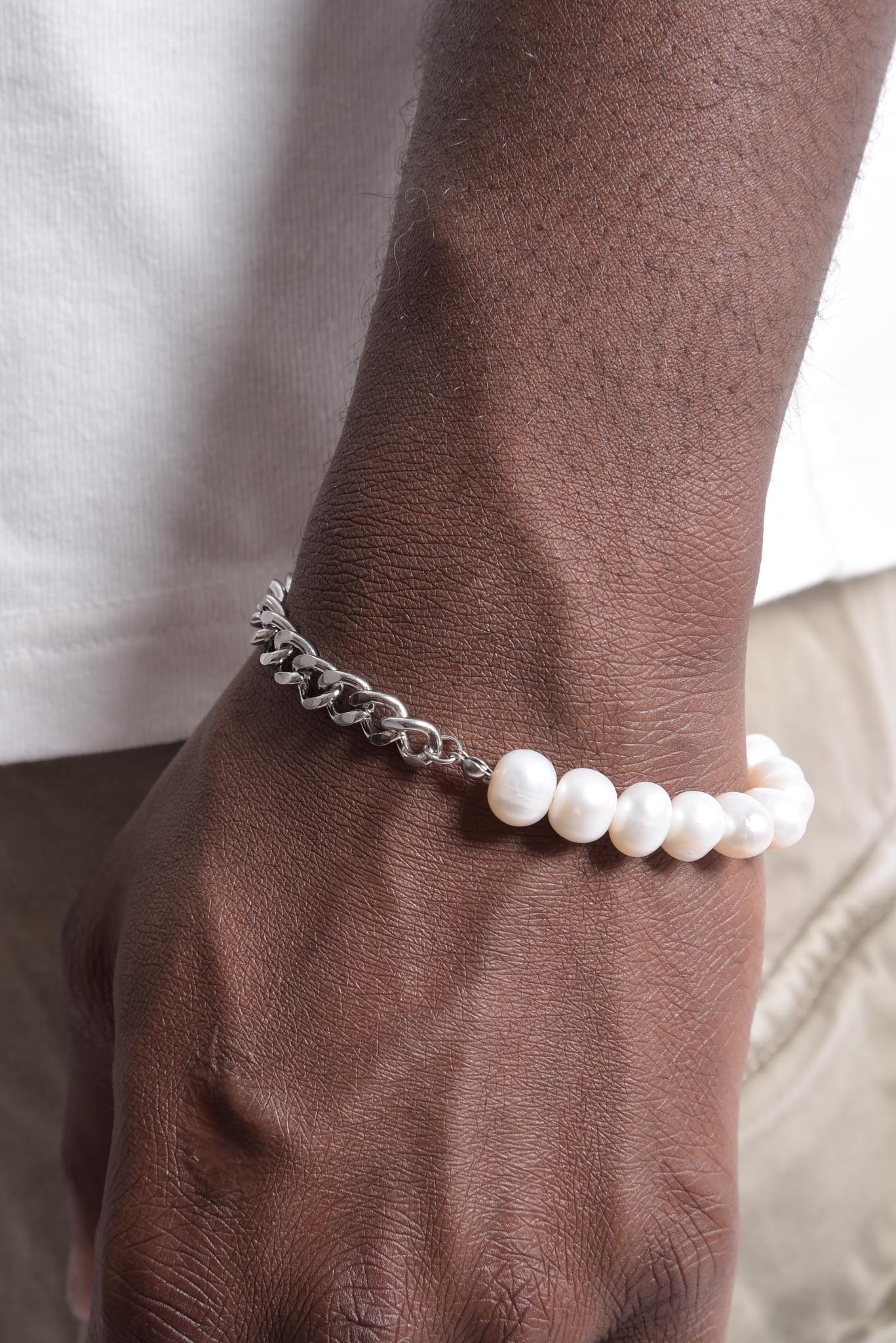 Bracelet Cubain-Perles (Argent) - Ovation Designs