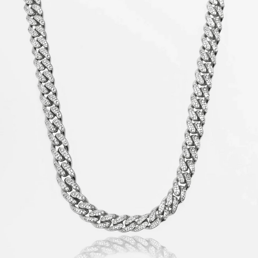 Chaîne Cubaine Iced 12mm (Argent)