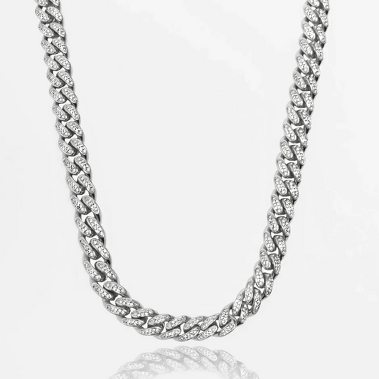 Chaîne Cubaine Iced 12mm (Argent)