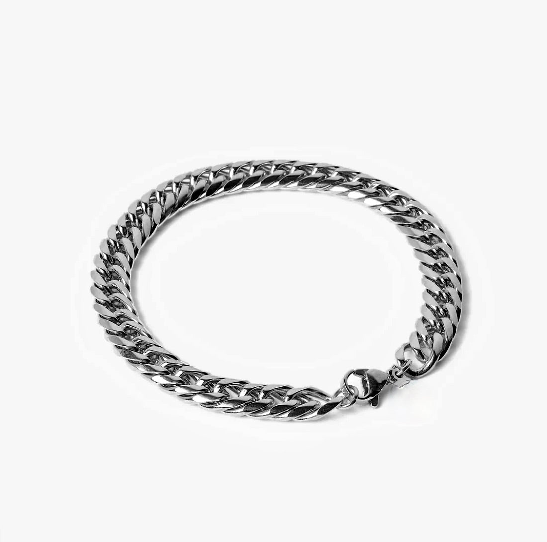Bracelet Cubain 8mm (Argent)
