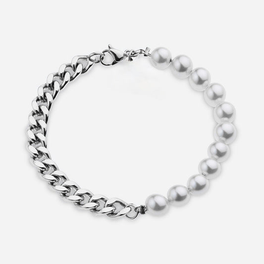Bracelet Cubain-Perles (Argent) - Ovation Designs