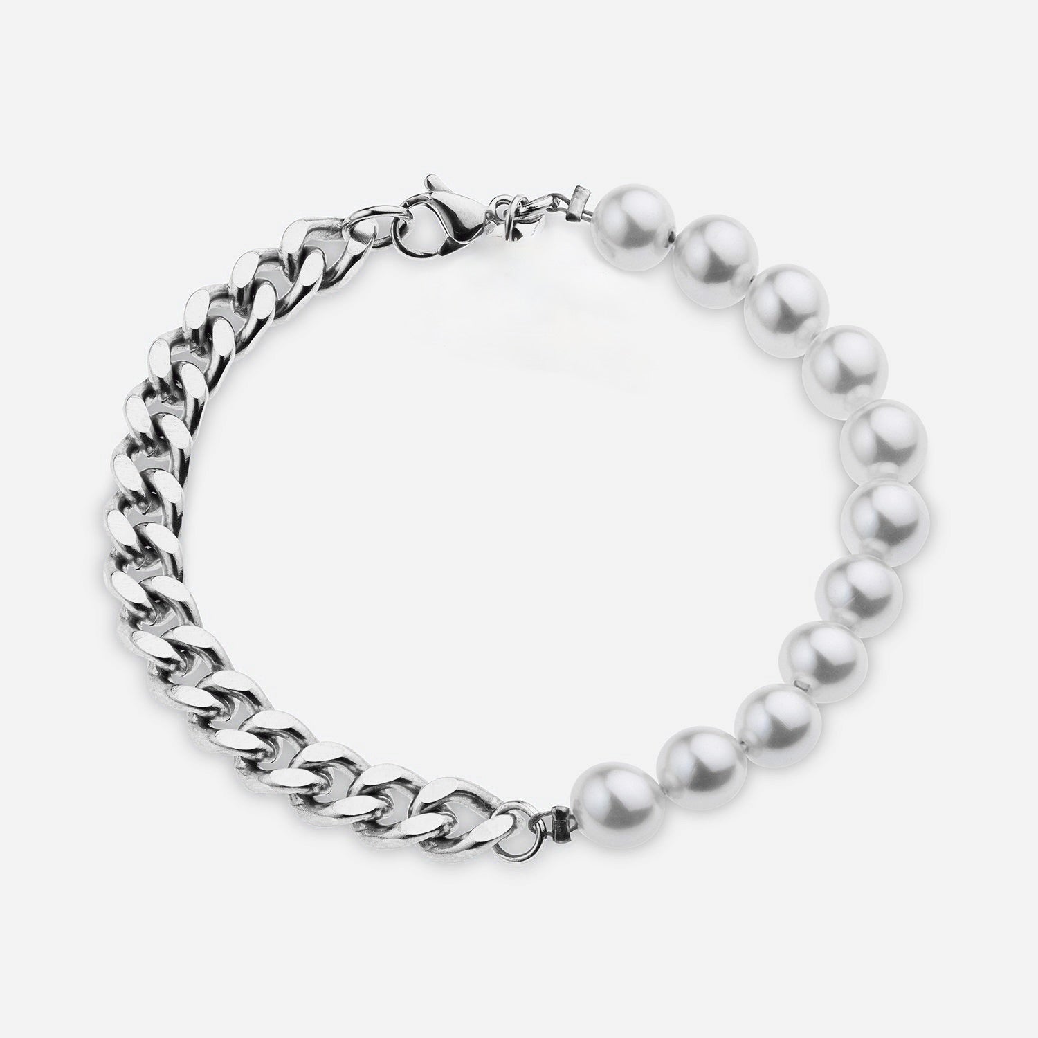 Bracelet Cubain-Perles (Argent) - Ovation Designs